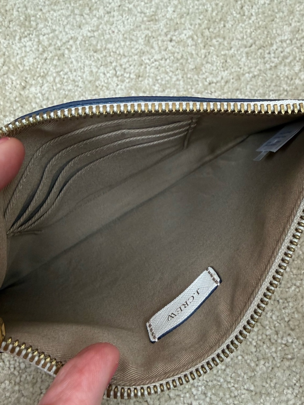 J. CREW | Striped Red White and Blue Leather Zip Pouch bag - Picture 4 of 6